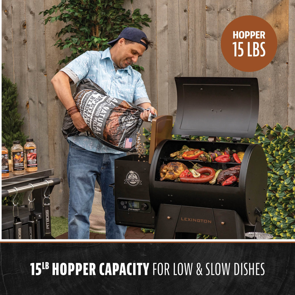 Pit Boss Pellet Smoker, Lexington 500 Square inch Wood Fired Pellet Grill, Onyx Series
