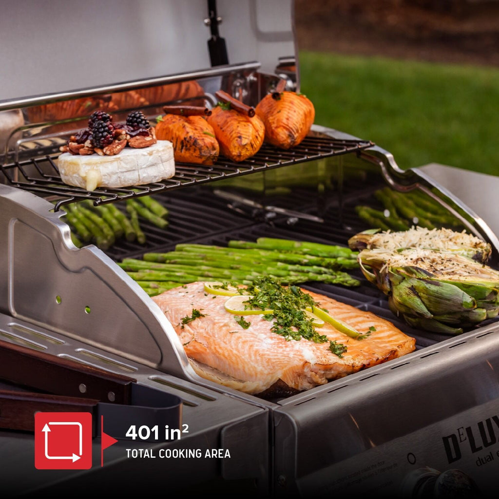 Nexgrill Deluxe 2-Burner Gas Grill with 401 SQ In Grate, 28000 BTUs, Stainless Steel Control Panel & Foldable Side Table, Propane BBQ Grill for Outdoor Cooking, Patios, Backyards and More -720-0864R