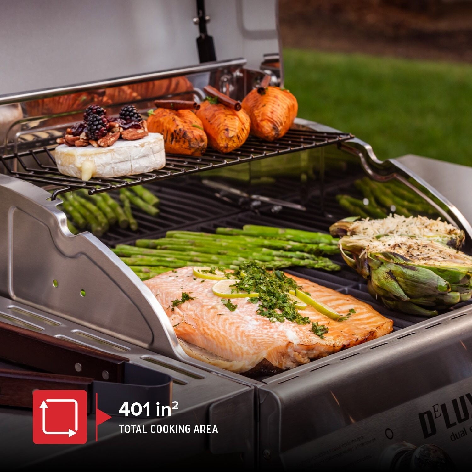 Nexgrill Deluxe 2-Burner Gas Grill with 401 SQ In Grate, 28000 BTUs, Stainless Steel Control Panel & Foldable Side Table, Propane BBQ Grill for Outdoor Cooking, Patios, Backyards and More -720-0864R