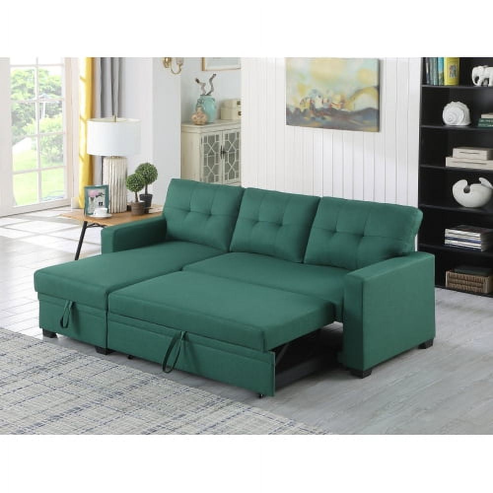 BSHTI L-Shaped Pull-Out Sleeper Sofa Bed with Storage Chaise, 3-Seater Convertible Corduroy Sectional Couch, Solid Wood & Iron Frame, Black