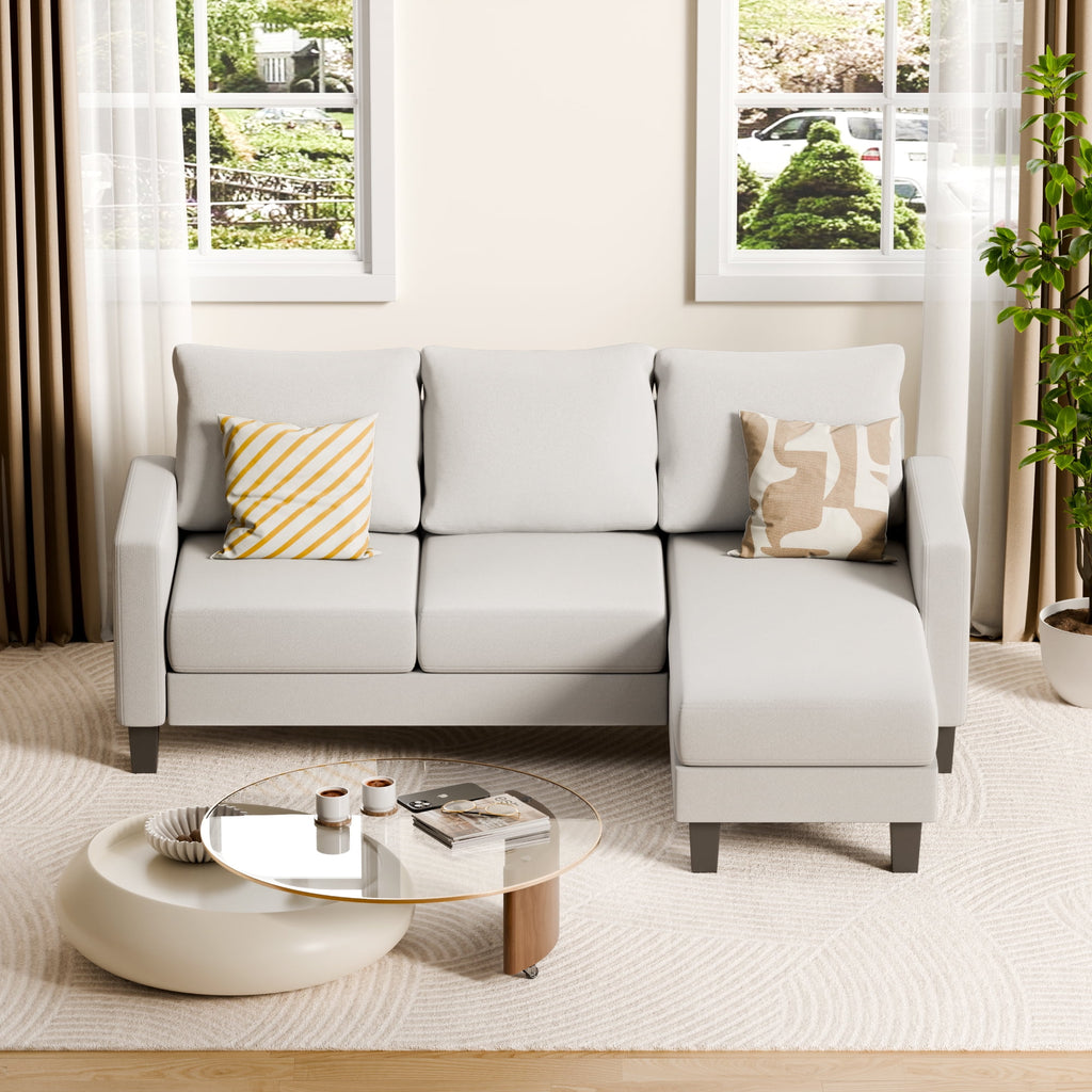 Vineego 72 L-Shaped Sectional Sofa with Ottoman Ergonomic Support Sofa Couch for Small Spaces Living Room, Apartment,Dark Gray
