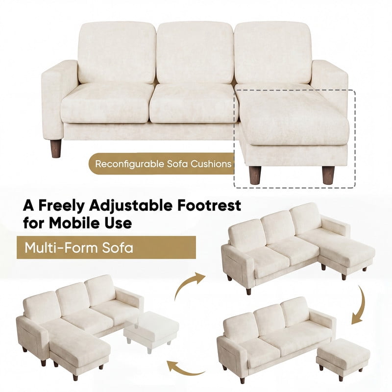 Homall Cloud Modular Sectional Sofa 3 Seat L-Shaped Cloud Oversized Sofa Couch for Living Room, Apartment and Small Space,Dark Gray
