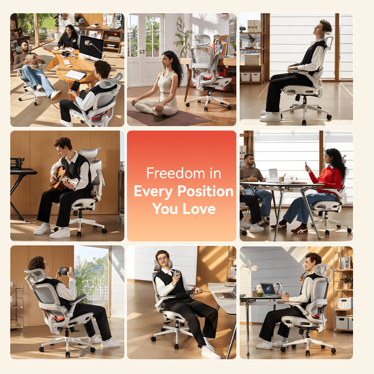SIHOO B100 Pro Ergonomic Office Chair, Adaptive Elastic Lumbar Desk Chair, 4D Arms & 3D Ultra-Wide Headrest Computer Chair for Teenager, High Back Executive Chair for Home Office & Gaming, White
