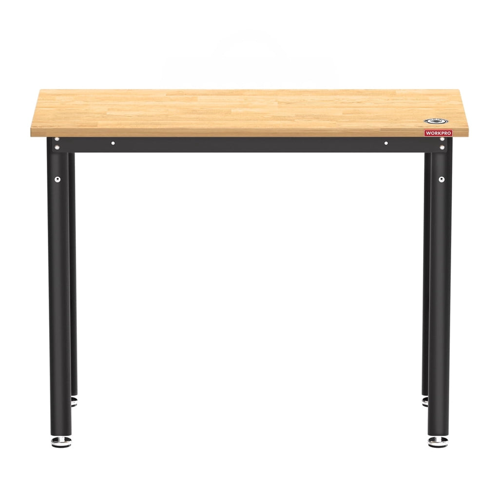 WORKPRO 60” x 24 Adjustable Workbench 1500 LBS Load Capacity Hardwood Worktable with Power Outlets, Leveling Foot