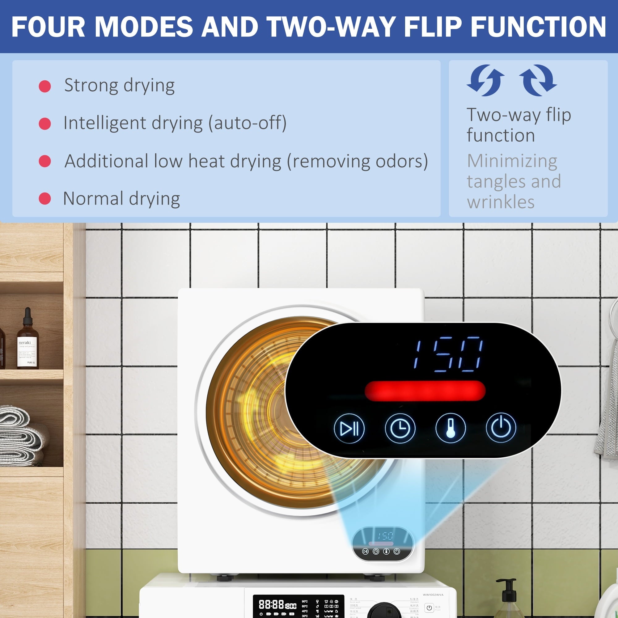 HOMCOM 9 lb 120V White Electric Dryer