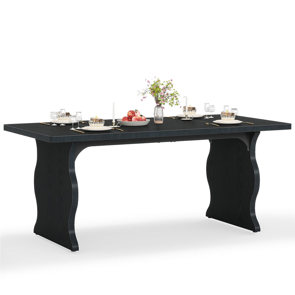Fnova 63'' Rectangular Dining Table for 4-6 People, Farmhouse Dinner Table, for Dining Room, Kitchen, Office & Conference Use
