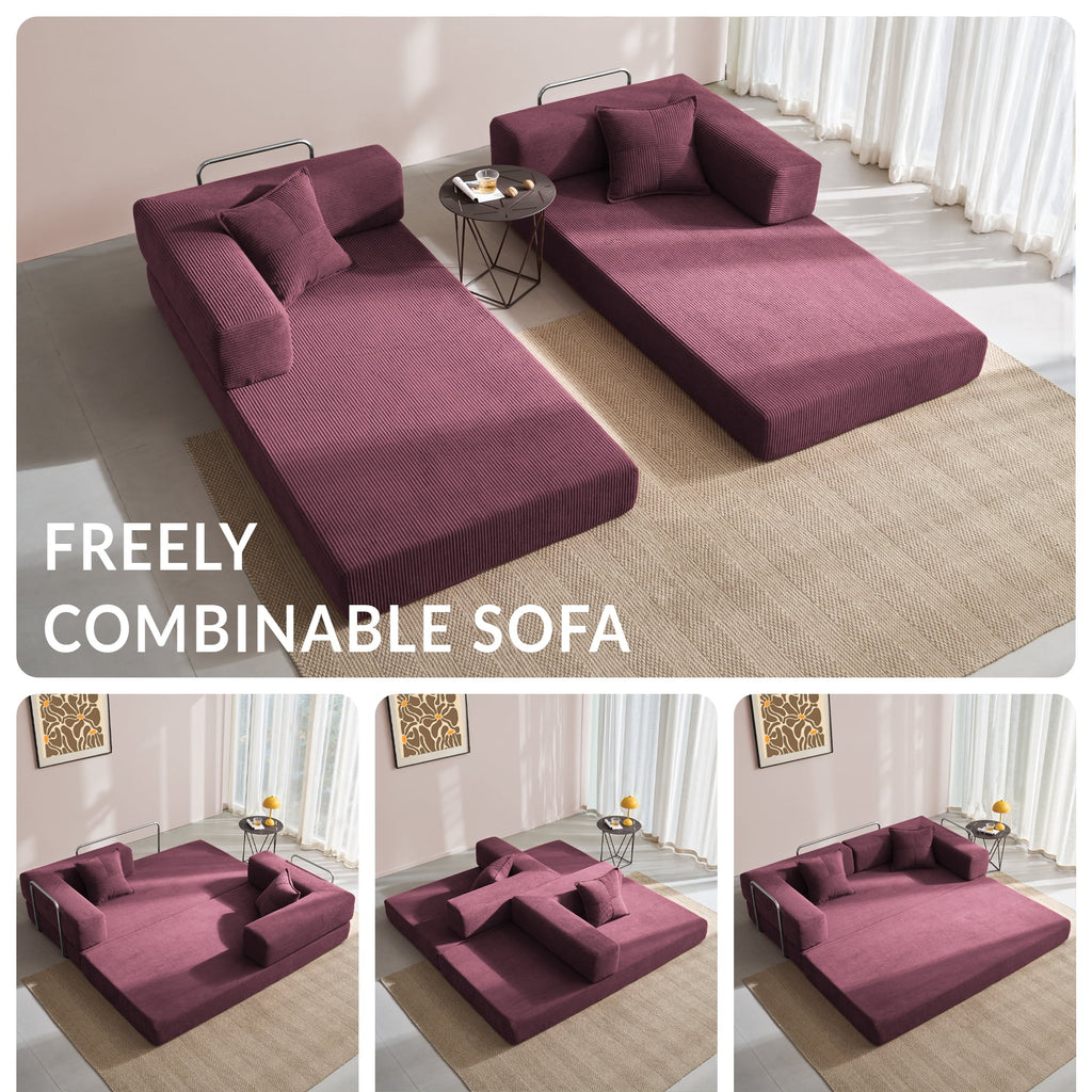 YINIX 78,6 Convertible Sofa Couch with 2 Pillows, Sleeper Sofa Bed for Living Room, Small Spaces, Orange