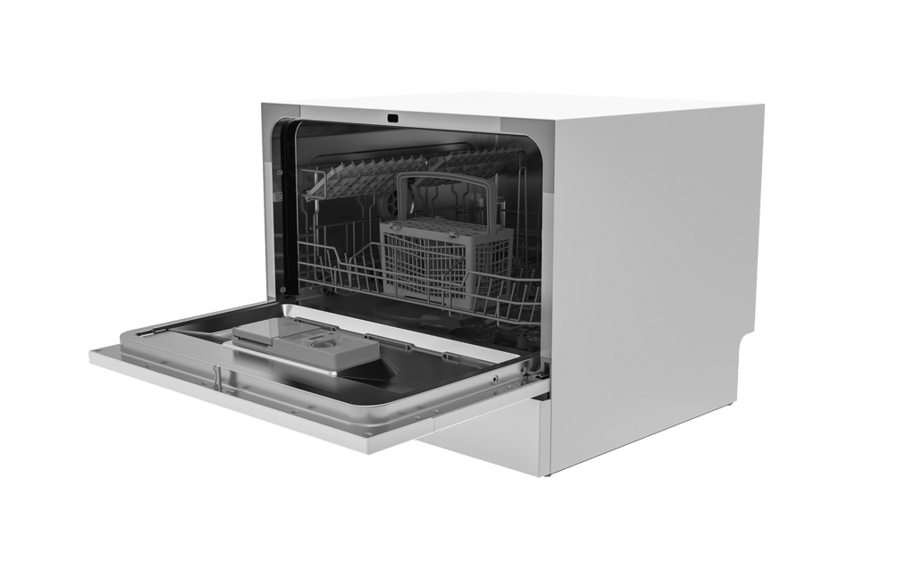 Hamilton Beach 6 Place Setting Countertop Dishwasher, Compact Portable Dishwasher for Kitchen, Apartment, RV, Dorm, White