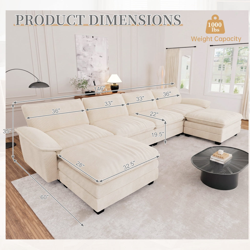 Muumblus 80.5 Corduroy Loveseat Sofa, Oversized Upholstered 2-Seater Fluffy Cloud Sleeper Couch for Living Room/Apt, Pink