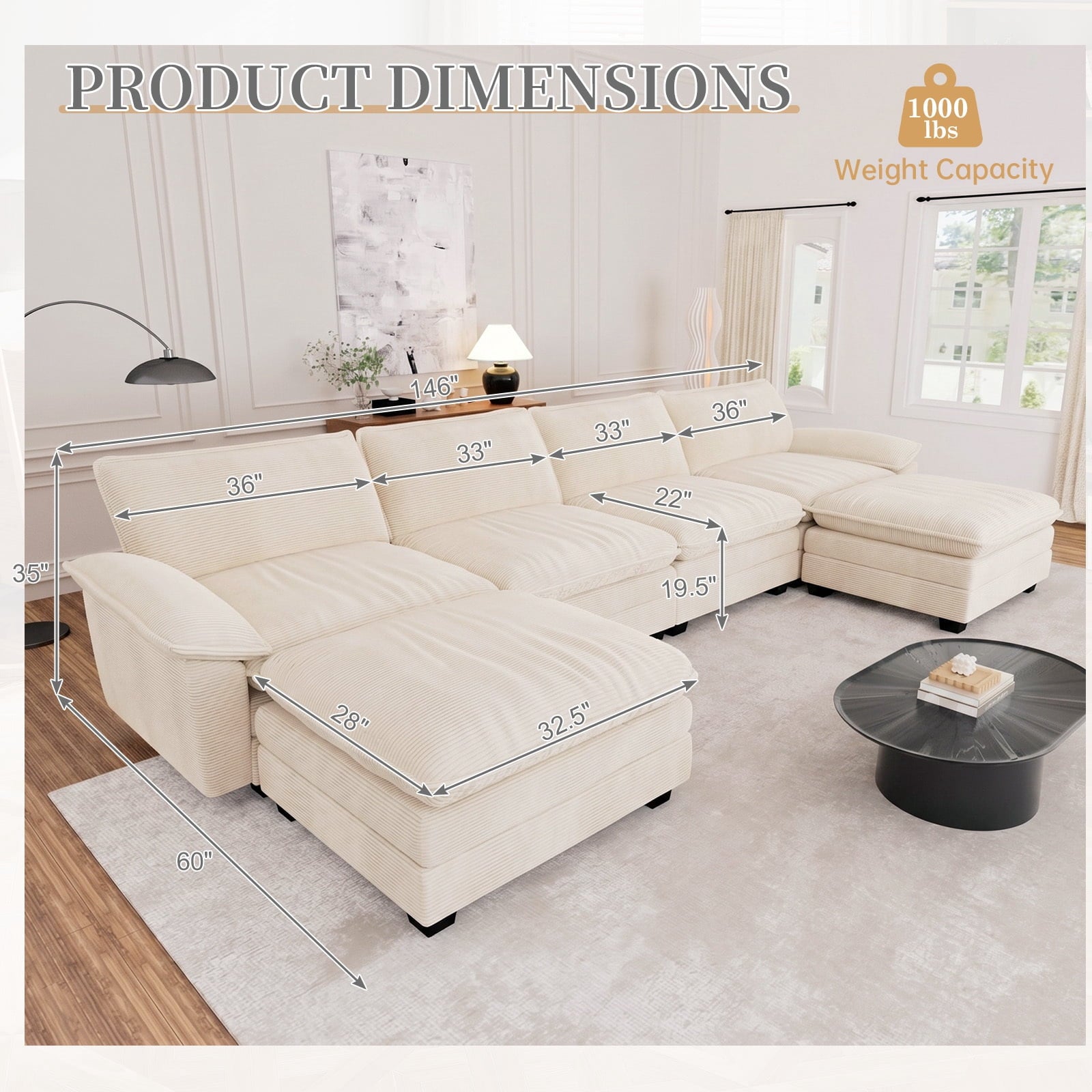 Muumblus 80.5 Corduroy Loveseat Sofa, Oversized Upholstered 2-Seater Fluffy Cloud Sleeper Couch for Living Room/Apt, Pink