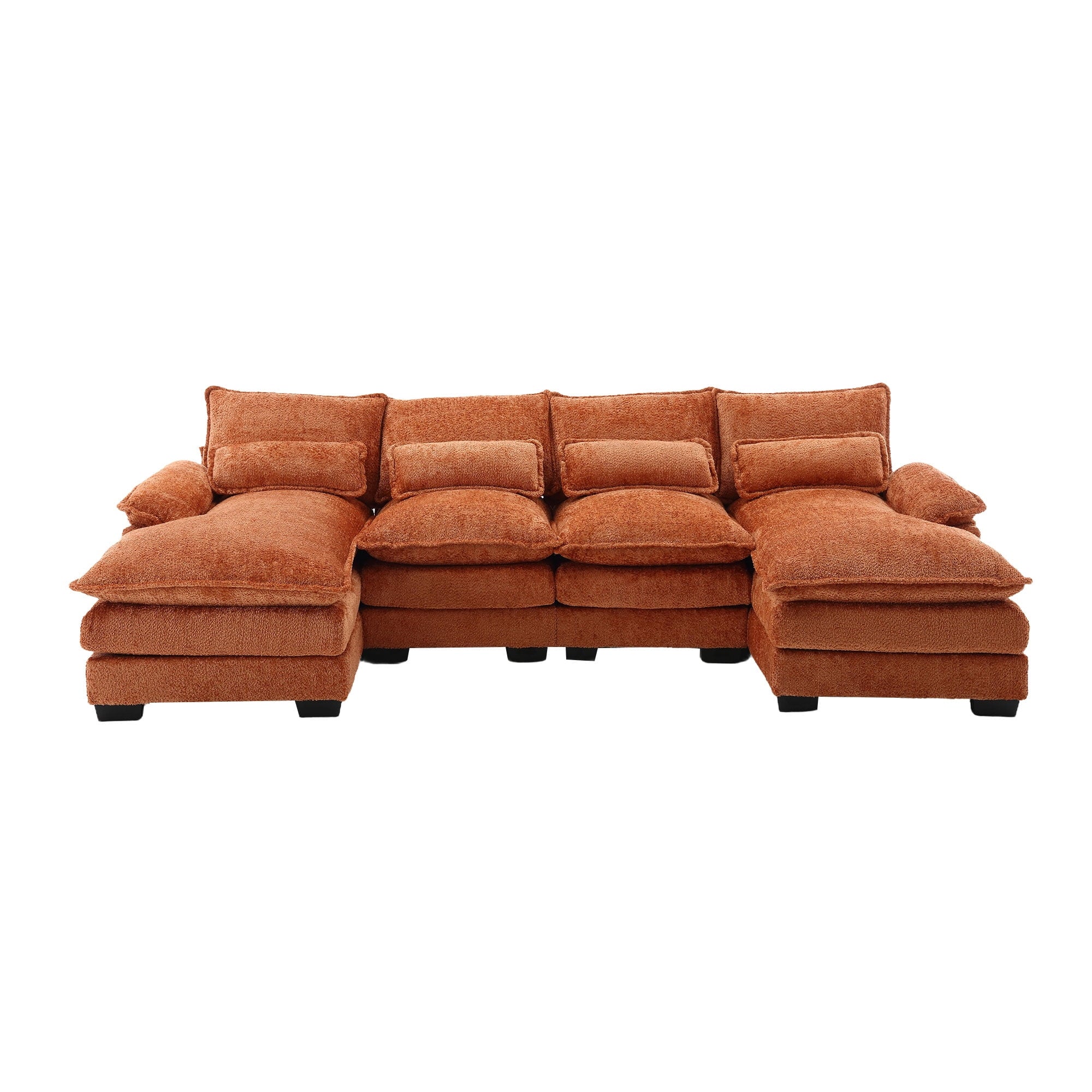 JONPONY109.45 U Shaped Couch,Oversized 4 Seat Sectional with 4 Waist Pillows, Convertible Upholstery Symmetrical Sofá,Sleeper Sofa Couch with Double Chaise Lounge &Memory Foam for Living Room, Beige