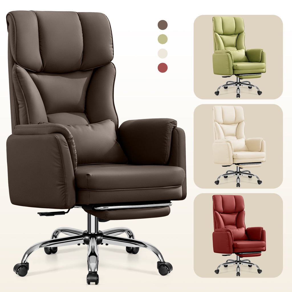Primy Cross Legged Office Chair with Footrest & Convertible Armrests, 500LBS Capacity Home Desk Chair, Ergonomic Recliner with Lumbar Pillow, Criss Cross Design, Big and Tall Executive Chair
