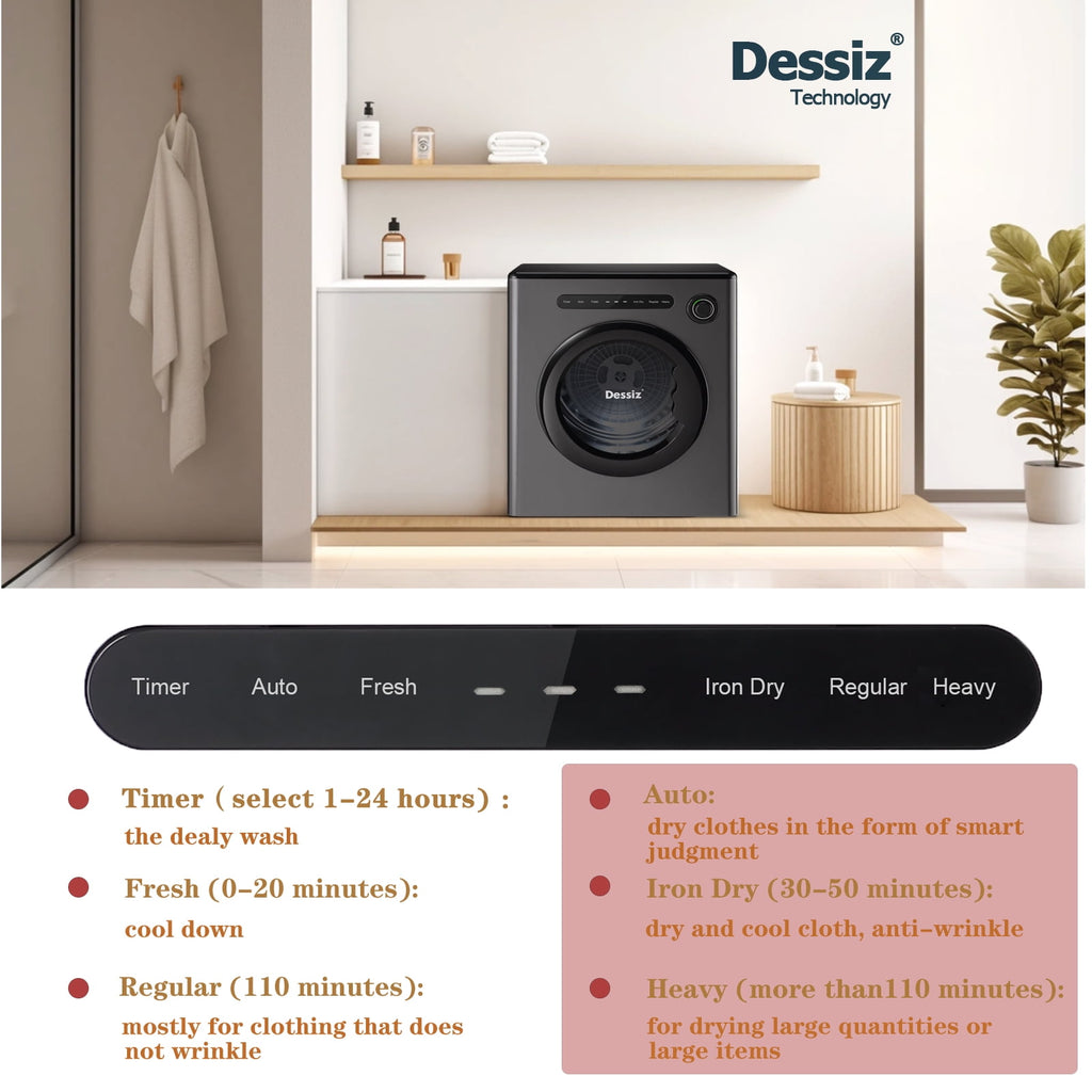 Dessiz Compact Laundry Dryer - Grey