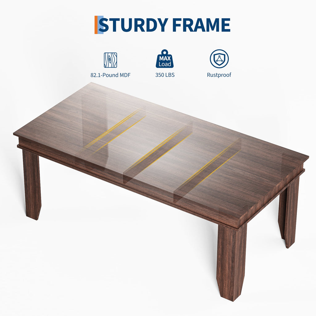 Farmhouse Dining Table for 6-8 People, Versatile Modern Wooden Dinner Table Kitchen Table for Dining Room Conference Room