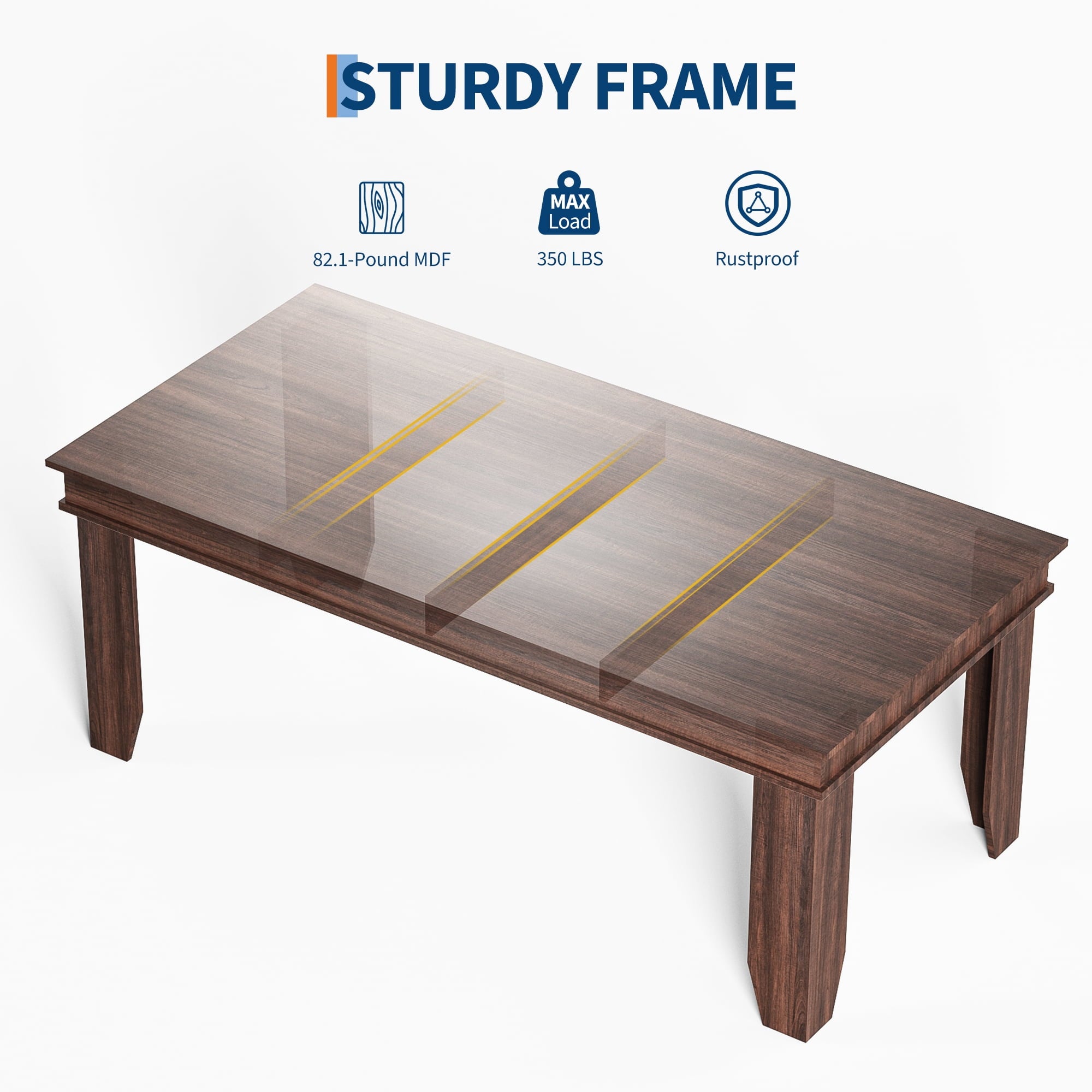 Farmhouse Dining Table for 6-8 People, Versatile Modern Wooden Dinner Table Kitchen Table for Dining Room Conference Room