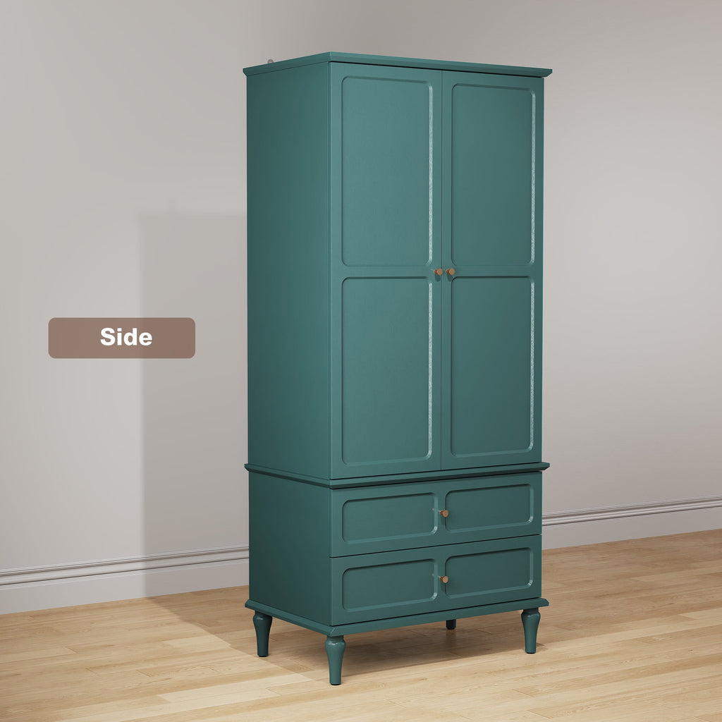 HLR 71 Tall Modern Wood Armoire Wardrobe Closet, Freestanding Cabinet with Hanging Rod for Bedroom, Brown