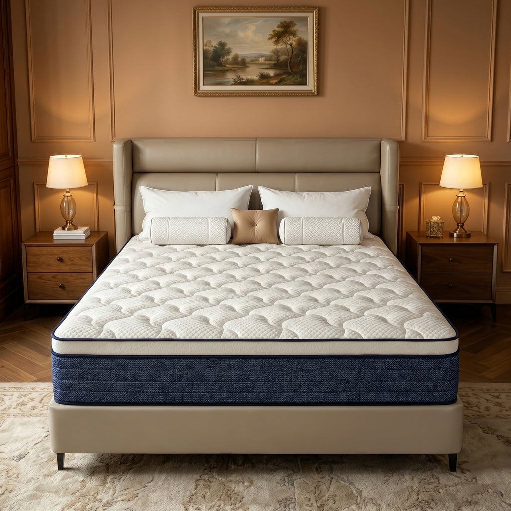 Lodeija 12 inch Queen Euro Top Hybrid Mattress,Pocket Spring,Breathable Knitted Fabric Pressure Relief,CertiPUR-US Certified,White
