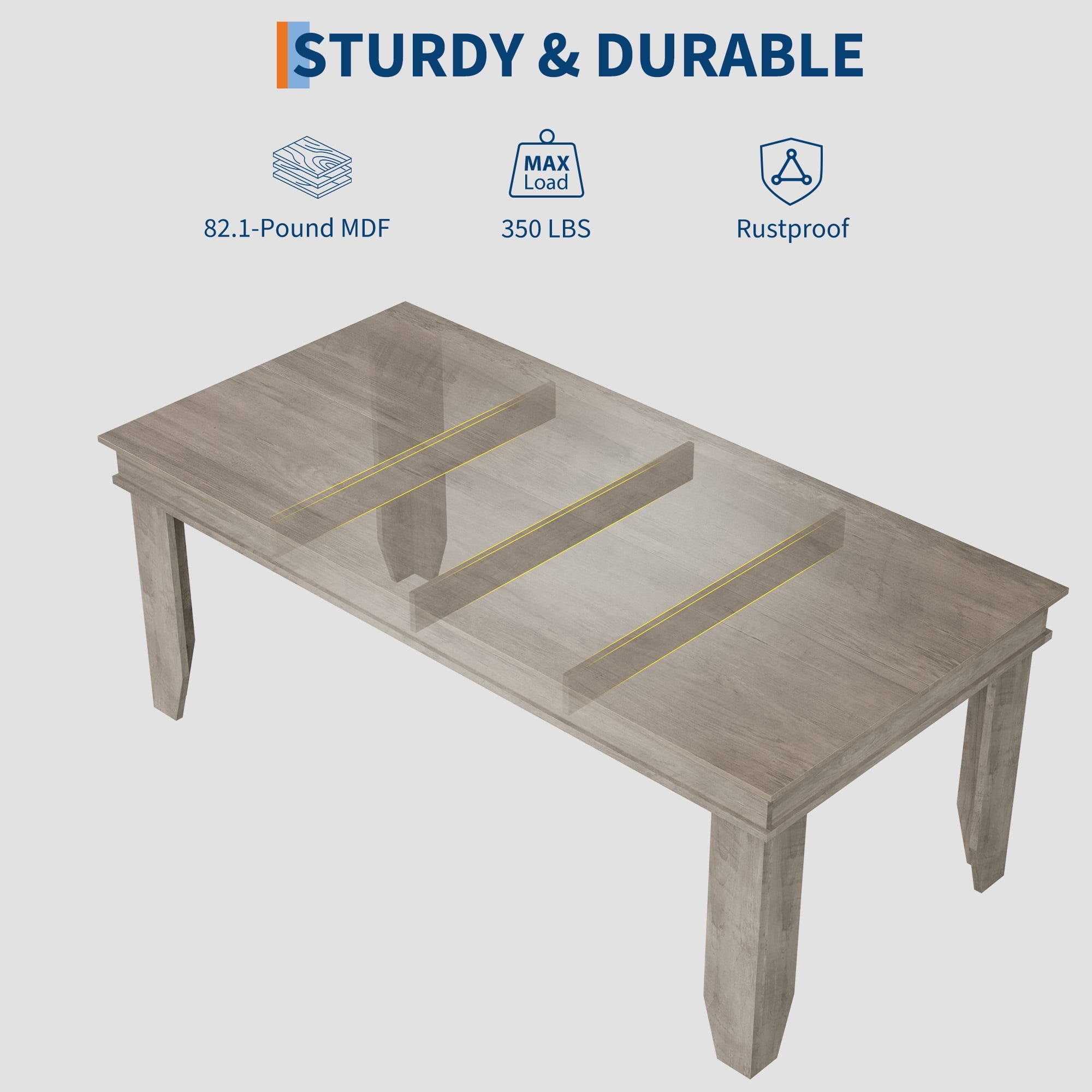 Farmhouse Dining Table for 6-8 People, Versatile Modern Wooden Dinner Table Kitchen Table for Dining Room Conference Room