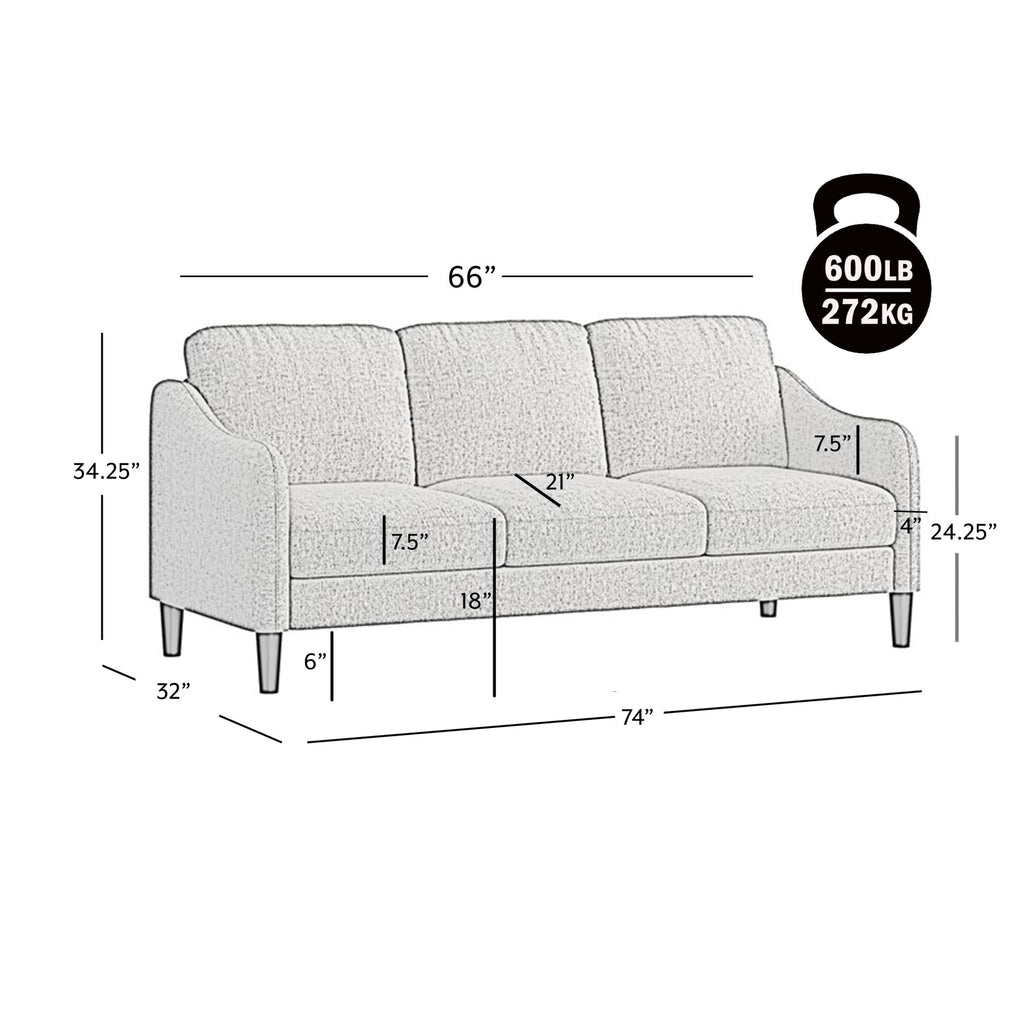 Mainstays Westley Swoop Arm 74 Sofa, Moss Green