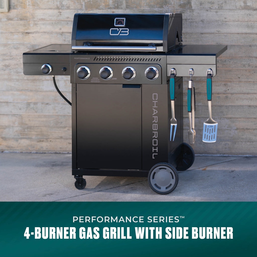 Charbroil® Performance Series™ FlavorMax™ 4 Burner Gas Grill Cabinet with Side Burner, Stainless Steel