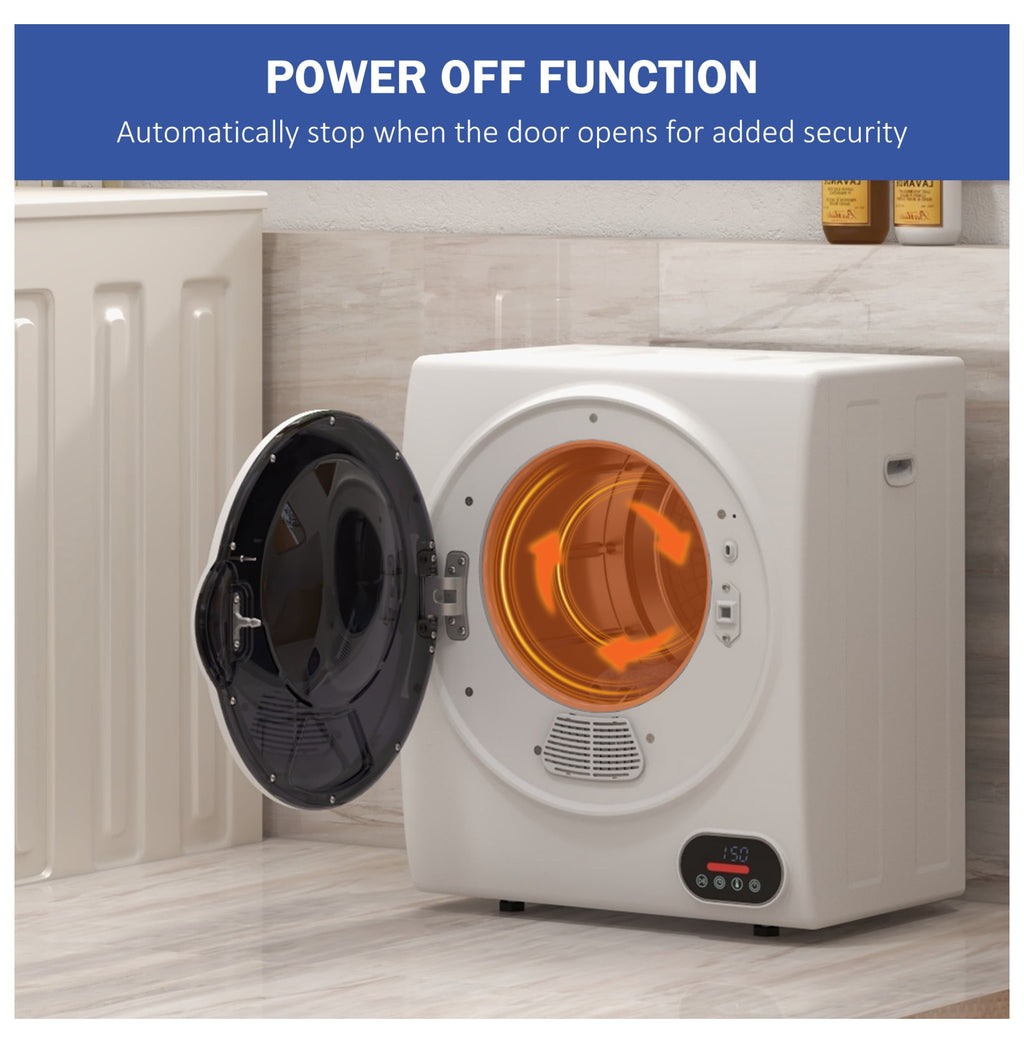 Portable Clothes Dryer 1.5 cu ft, Compact Laundry Dryer for Apartments, 850W Electric Dryer with Intelligent Drying, White