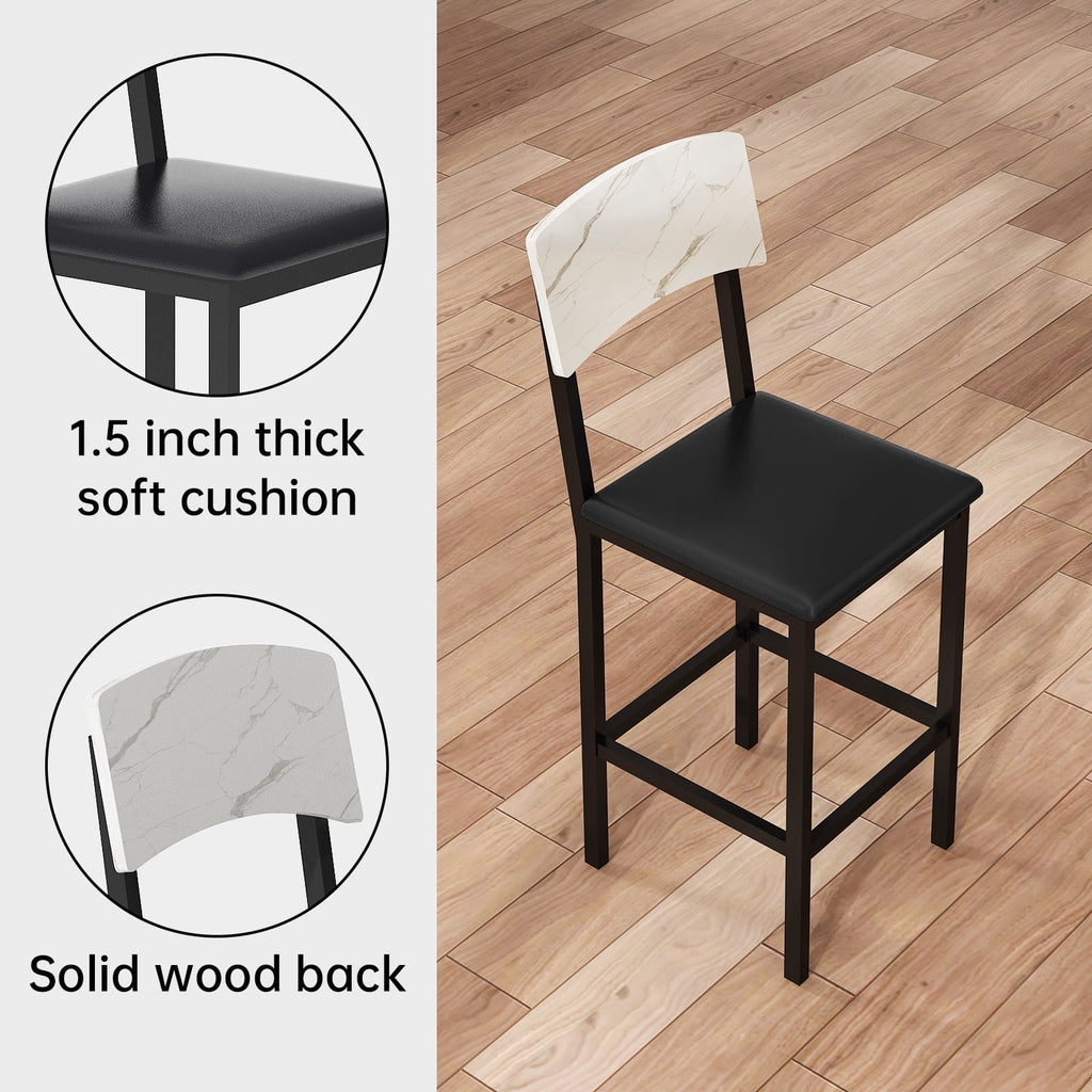 MIERES 5 Piece Dining Table Set High Top Dining Table Set for 4 Counter Height Small Kitchen Table With 4 Velvet Upholstered Chairs, Wood Small Dining Set for Bar Dining Room Breakfast