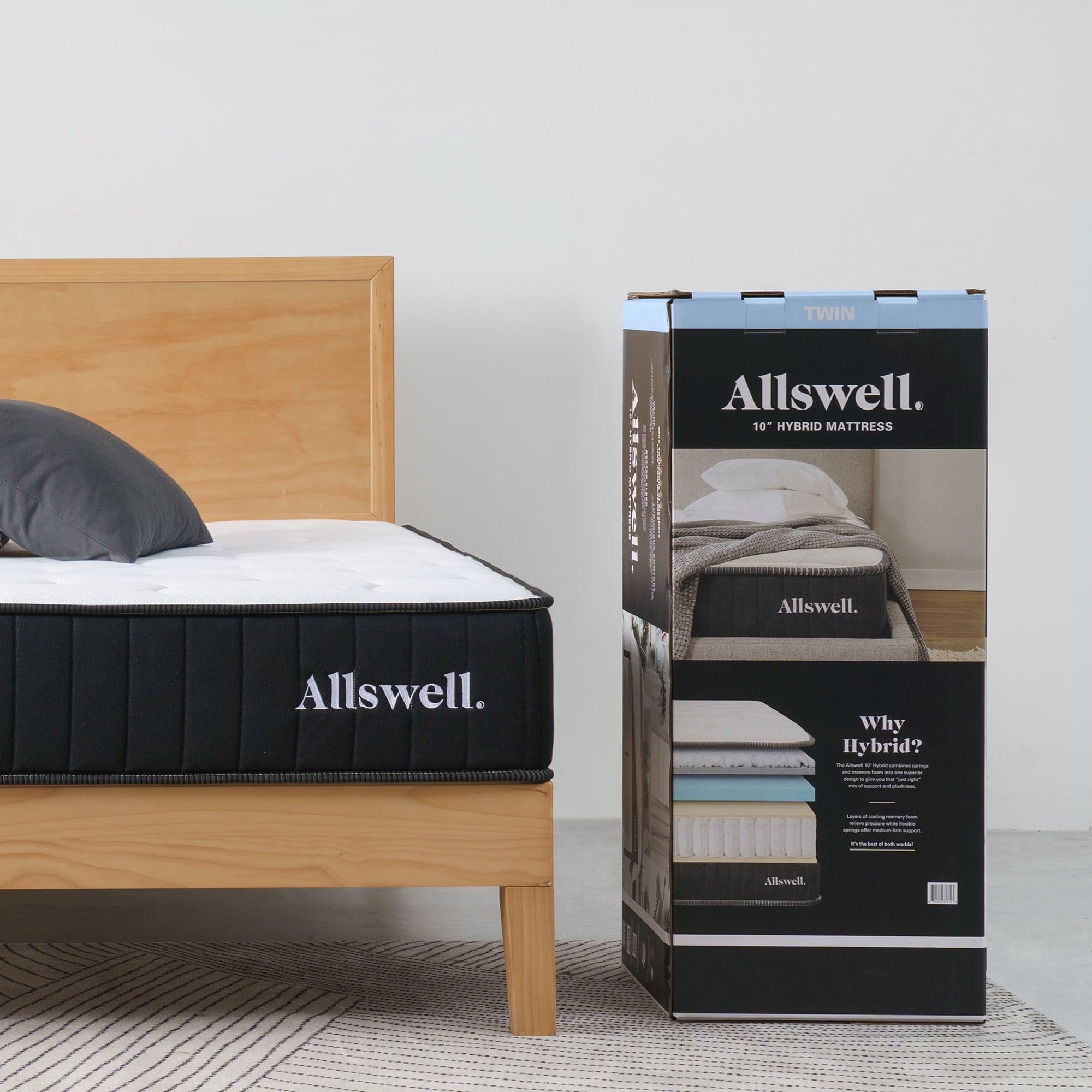 The Allswell 10 Hybrid Mattress in a Box with Gel Memory Foam, Adult, Twin