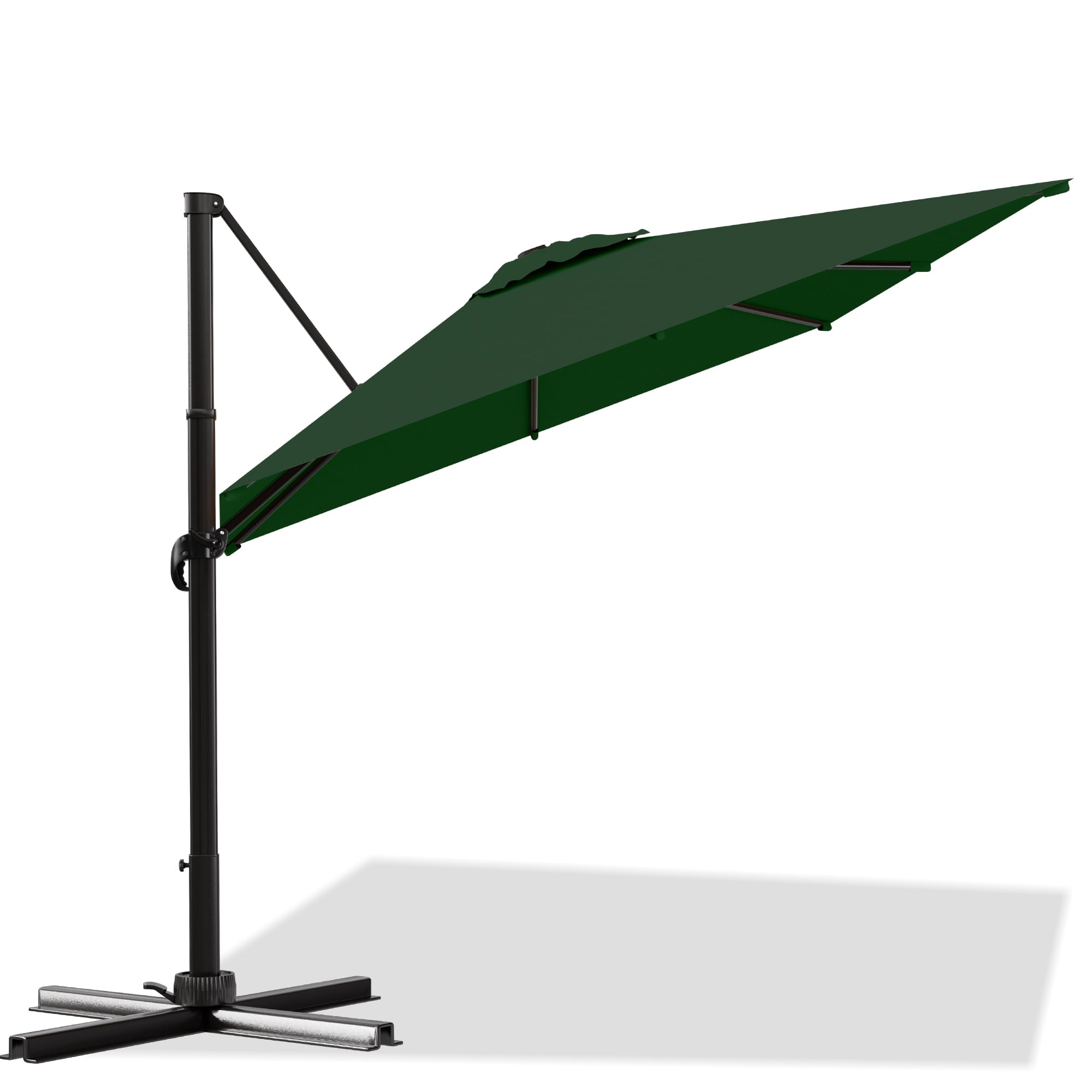 Easthome 10 × 10FT Square Cantilever Patio Umbrella, 360° Rotating Offset Umbrella with Crank, 8 ribs, Outdoor Hanging Roman Umbrella for Garden Deck Backyard, Red