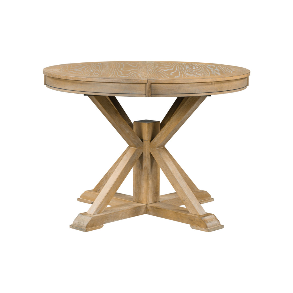 Harper & Bright Designs Extendable Dining Table Set for 4 Upholstered Chairs Functional Retro Style Table for Dining Room Kitchen, Natural Wood Wash