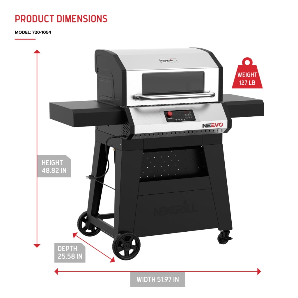 Neevo Smart Propane Grill 44,000 BTU, with 2 U Shaped Burners, Outdoor BBQ, Electronic Control, 714 Sq In Cooking Space, Cast Iron Grates, App Connected – 720-1054 