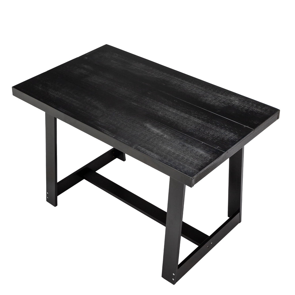 Ktaxon Pine Wood Dining Table for 4, 47.3 Rectangle 4-Person Indoor Farmhouse Kitchen Table Solid Wood Dinner Breakfast Table for Small Space, Apartment Friendly, Black