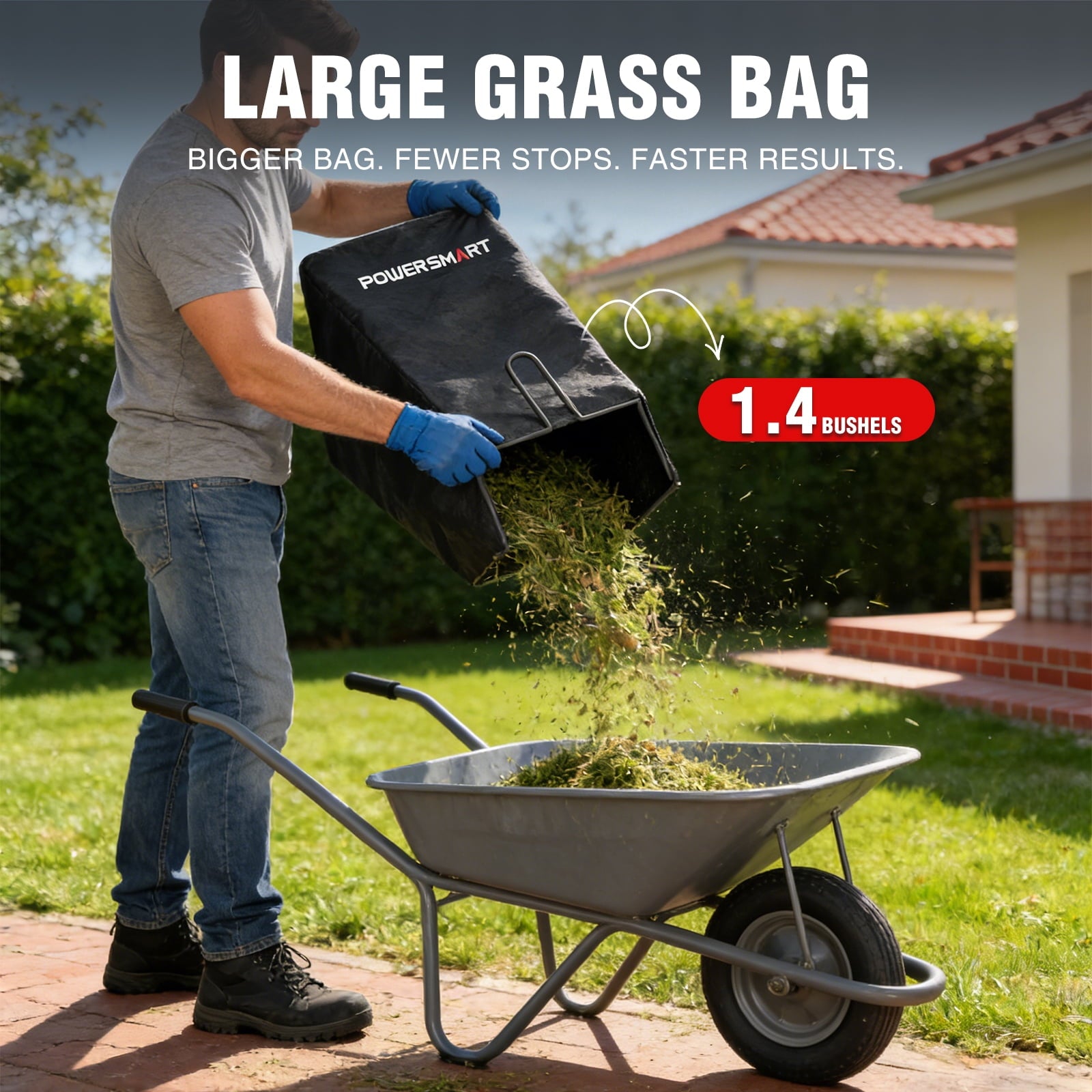 PowerSmart 144cc 18  Gas Push Lawn Mower, Steel Deck, 5-Position Height Adjustment