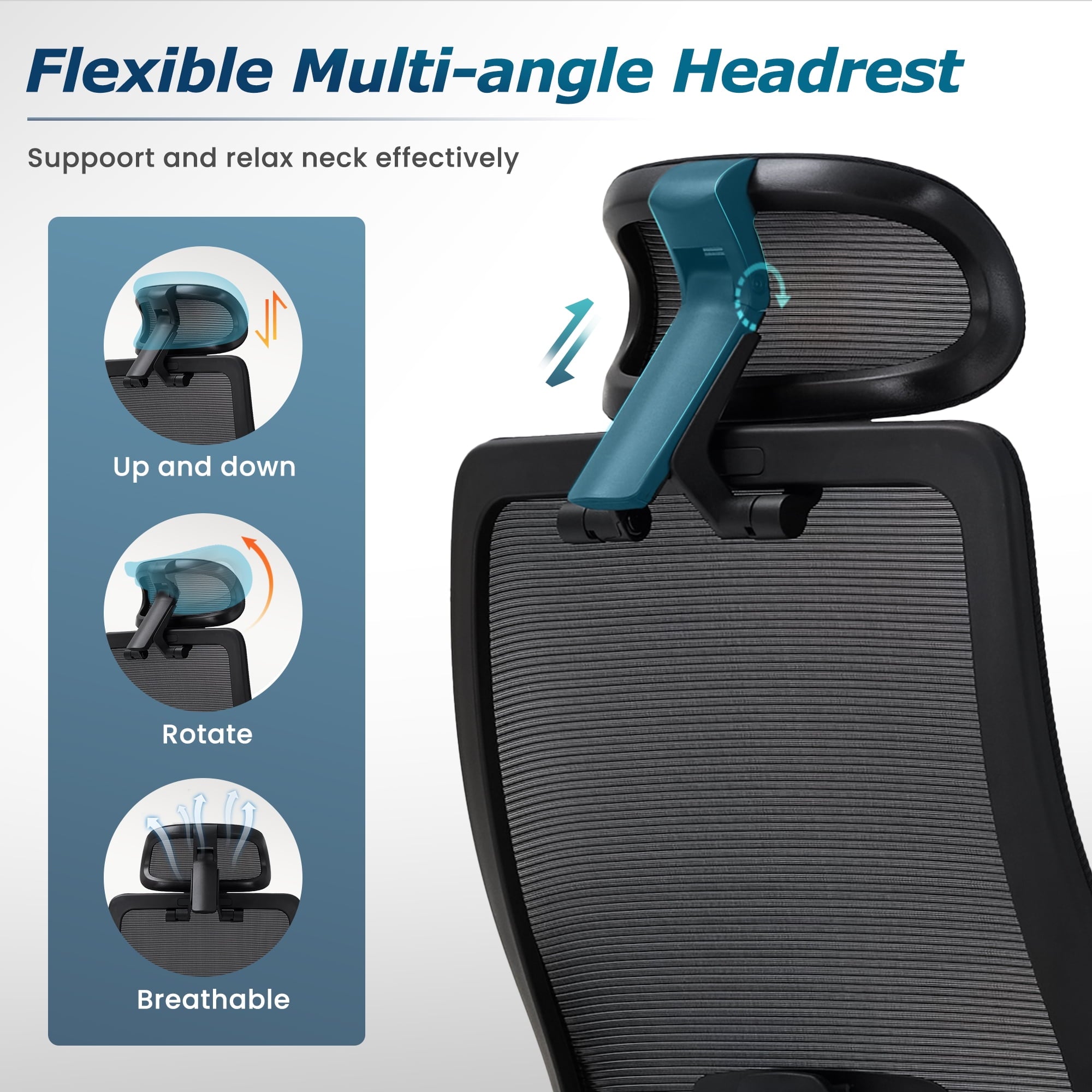 COLAMY ATLAS-01 Ergonomic Office Chair, High Back Office Executive Desk Chair, Mesh Office Chair Lumbar Support with Adjustable Headrest and 4D Arms, Slide Seat, Tilt Lock-Darkgrey