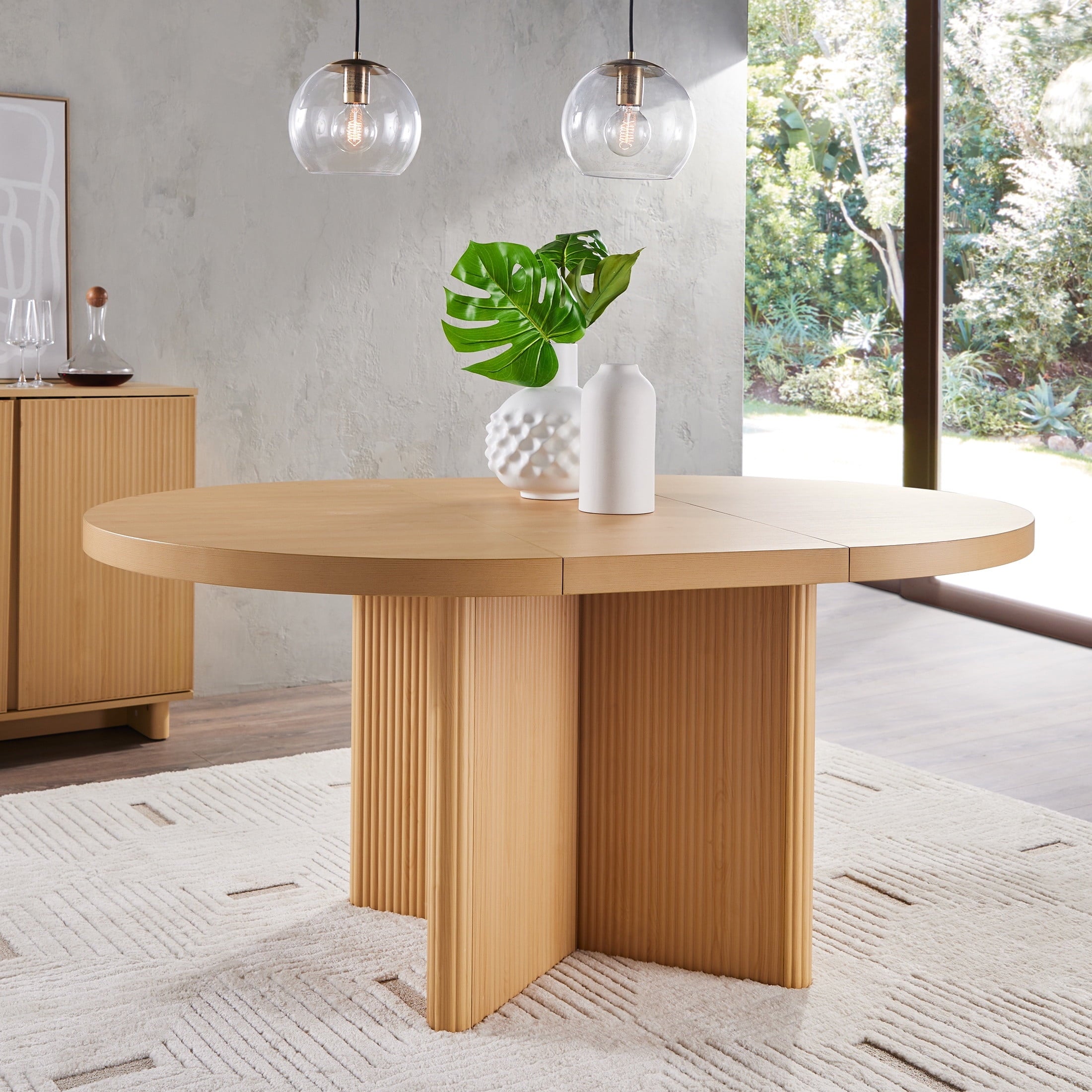 Better Homes & Gardens Lillian Fluted Round Expandable Dining Table, Walnut Finish