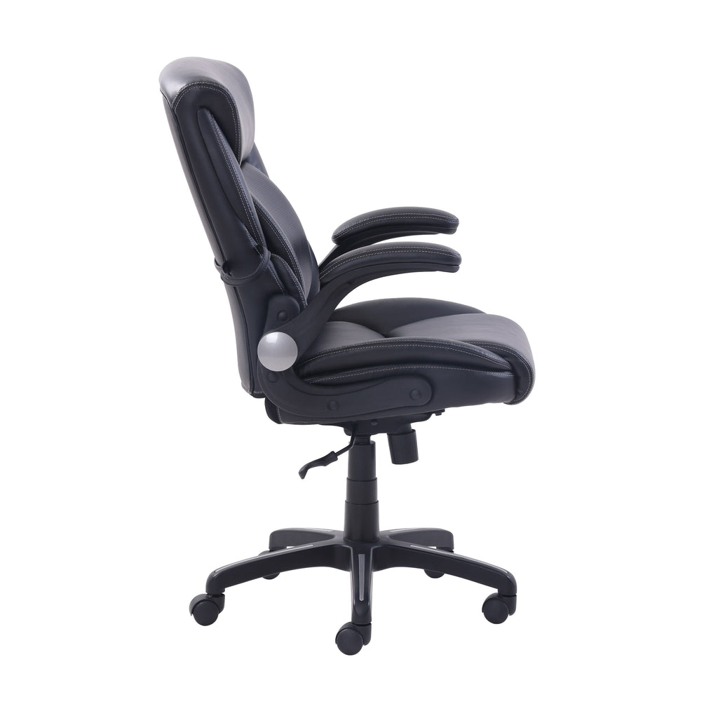 Serta Air Lumbar Bonded Leather Manager Office Chair, Gray Faux Leather