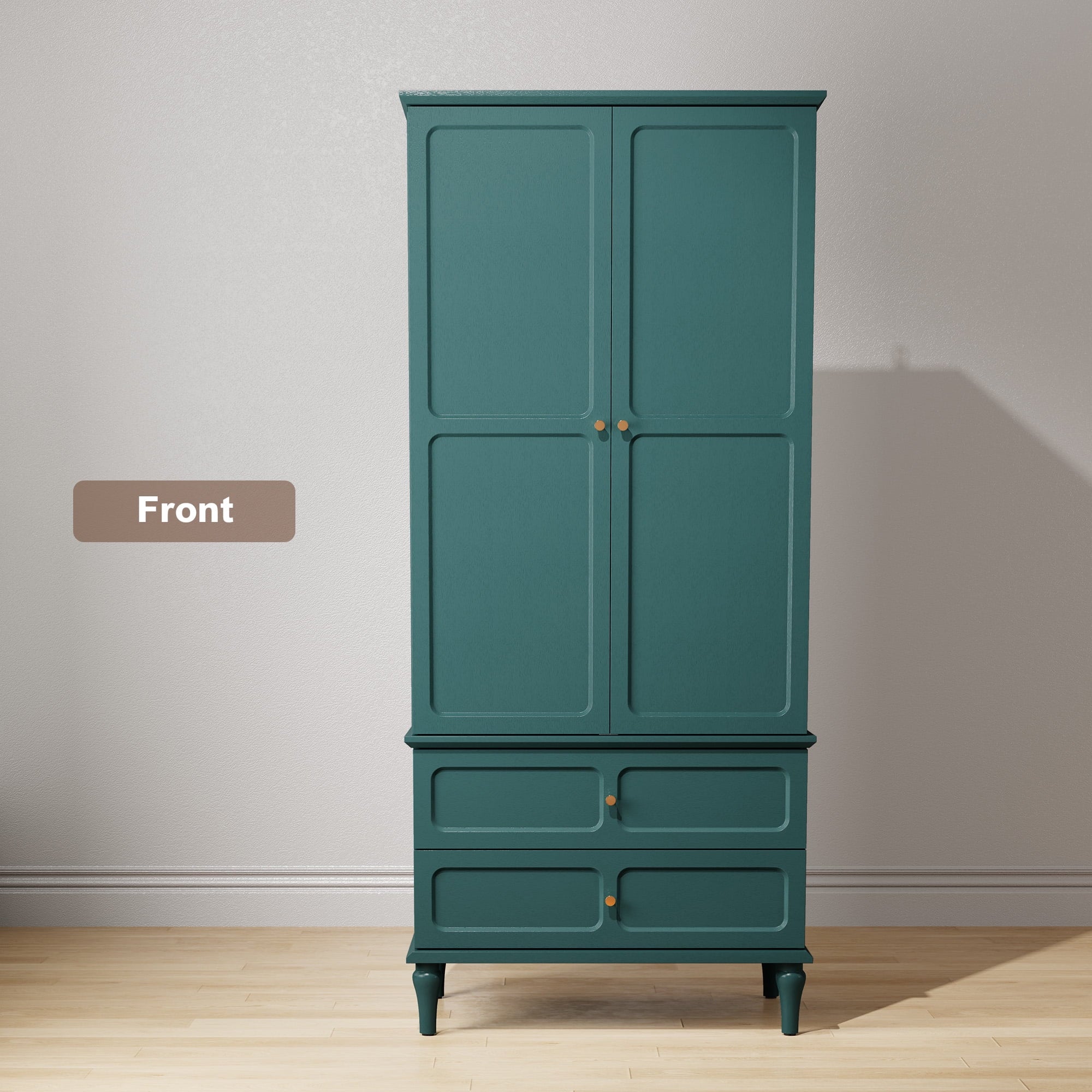 HLR 71 Tall Modern Wood Armoire Wardrobe Closet, Freestanding Cabinet with Hanging Rod for Bedroom, Brown