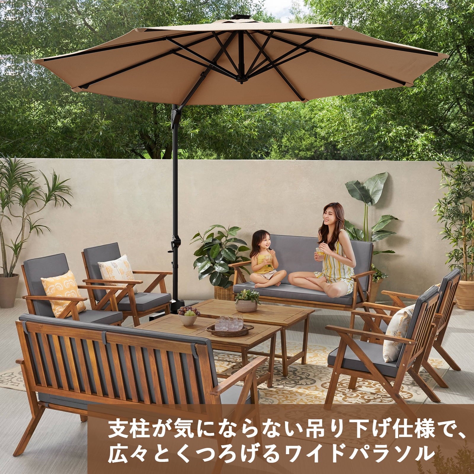360° Rotating Cantilever Patio Umbrella – Heavy-Duty Waterproof Oxford Canopy, Adjustable Tilt, Rust-Proof Aluminum Frame, Easy Crank, Cross Base – Large Sun Shade for Garden, Poolside, Patio – Grey