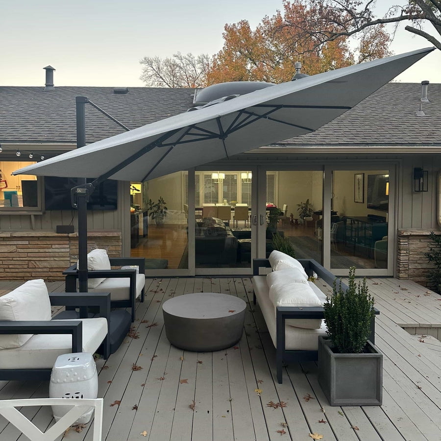 PURPLE LEAF 10' X 13' Rectangle Cantilever Umbrella with Base Outdoor Large Aluminum Patio Umbrella with 3-Year Fade Resistance Recycled Fabric and 360-degree Rotation for Deck Pool, Graphite Grey