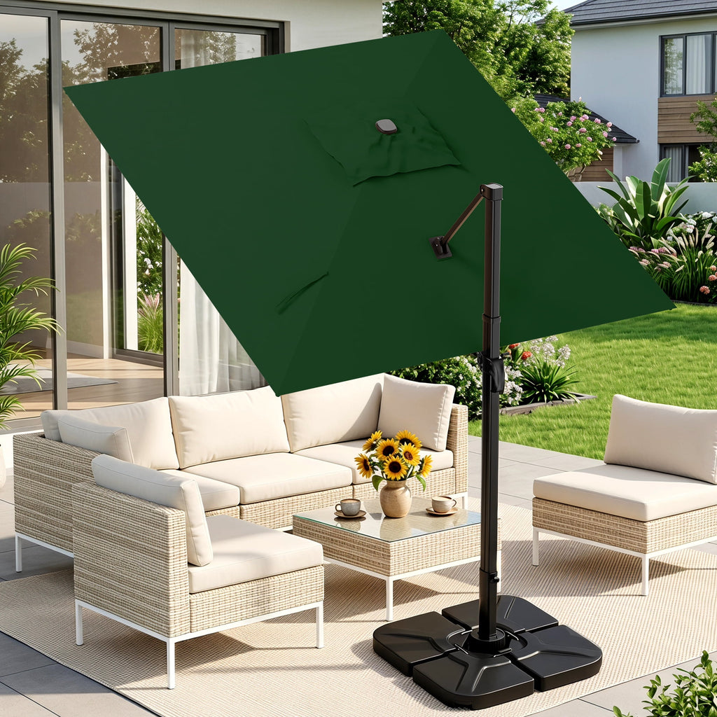Easthome 10 × 10FT Square Cantilever Patio Umbrella, 360° Rotating Offset Umbrella with Crank, 8 ribs, Outdoor Hanging Roman Umbrella for Garden Deck Backyard, Red