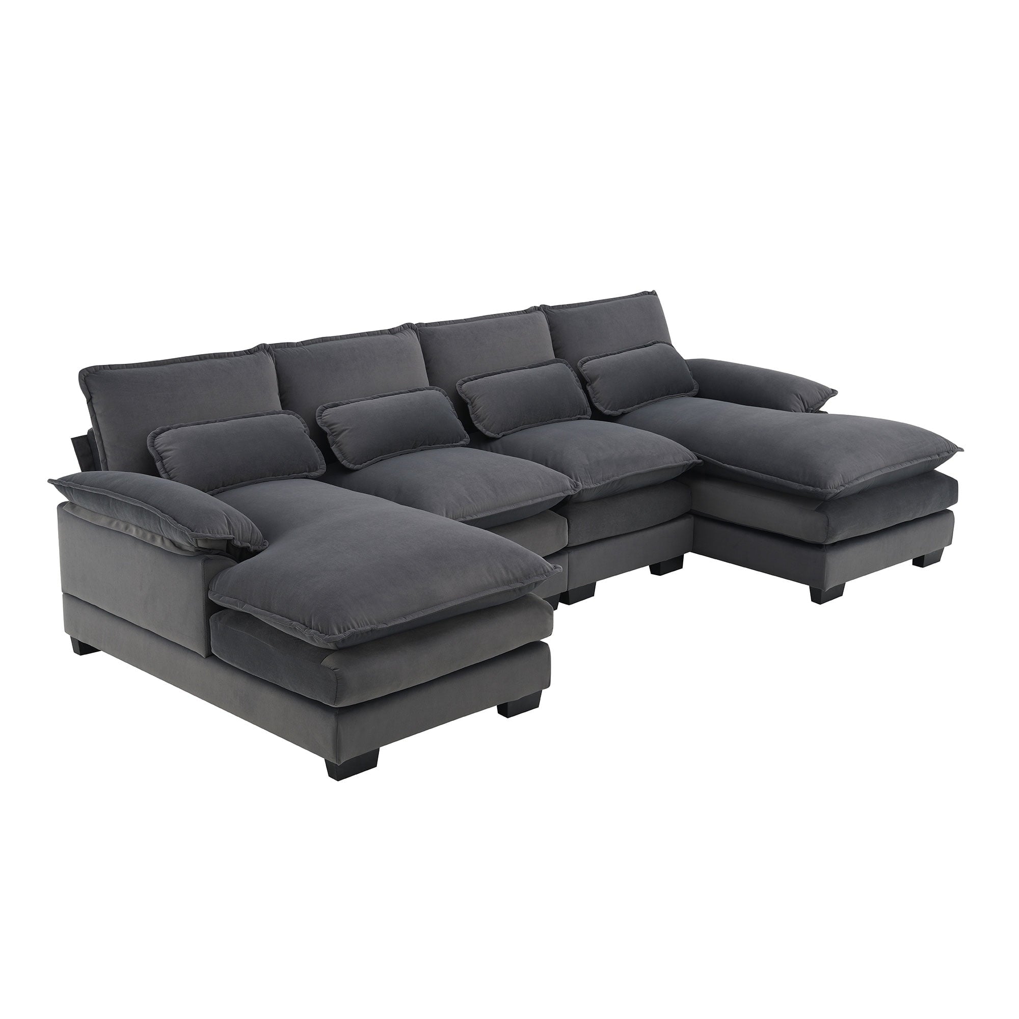 JONPONY109.45 U Shaped Couch,Oversized 4 Seat Sectional with 4 Waist Pillows, Convertible Upholstery Symmetrical Sofá,Sleeper Sofa Couch with Double Chaise Lounge &Memory Foam for Living Room, Beige