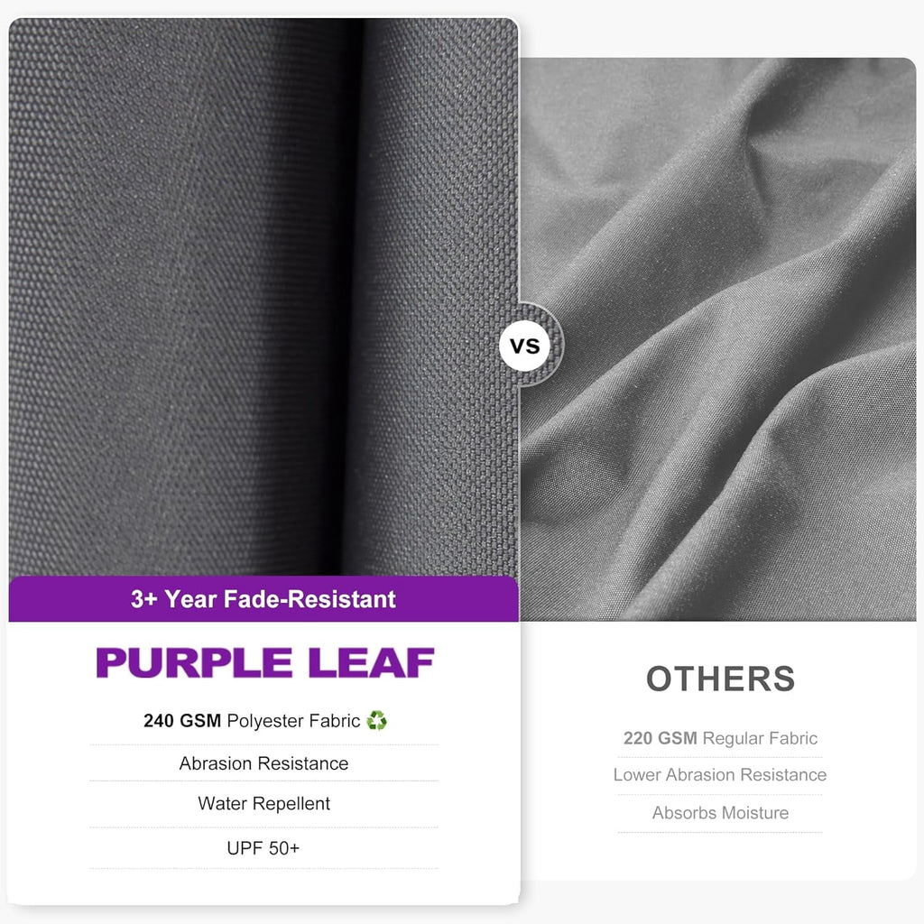 PURPLE LEAF 12 FT Outdoor Cantilever Umbrellas Square Aluminum Windproof Offset Umbrella with 360°Rotation Tilt Adjutable Garden Pool Large Patio Umbrella,Gray