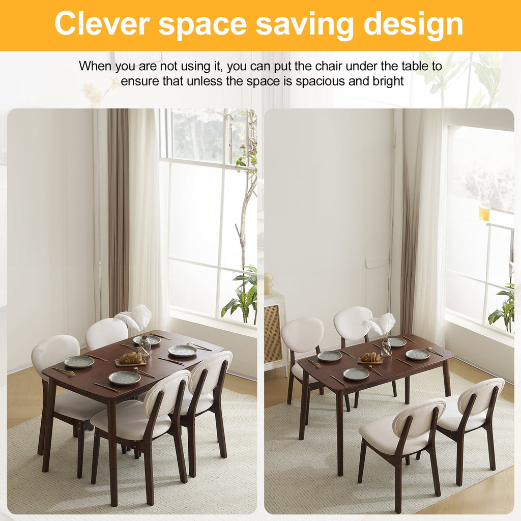 Ktaxon Dining Table Set for 4 Solid Wood Dinner Table with Padded Chairs for Home Kitchen Restaurant 47 Wood Color