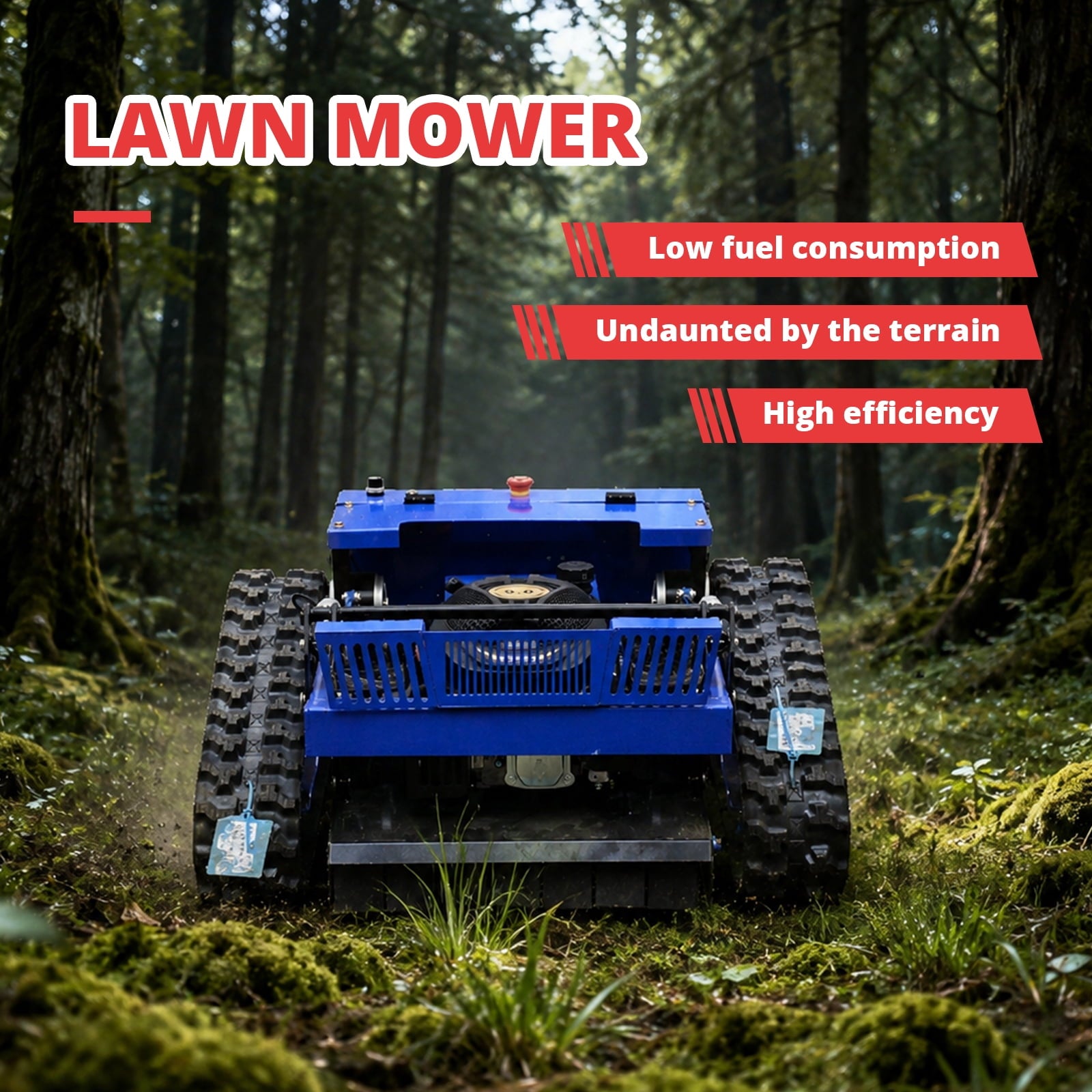DeepKron Robotic Lawn Mower Gasoline Rato 225cc 9HP Remote Controlled Tracked Lawn Mower All-Terrain Robotor Mower Classic