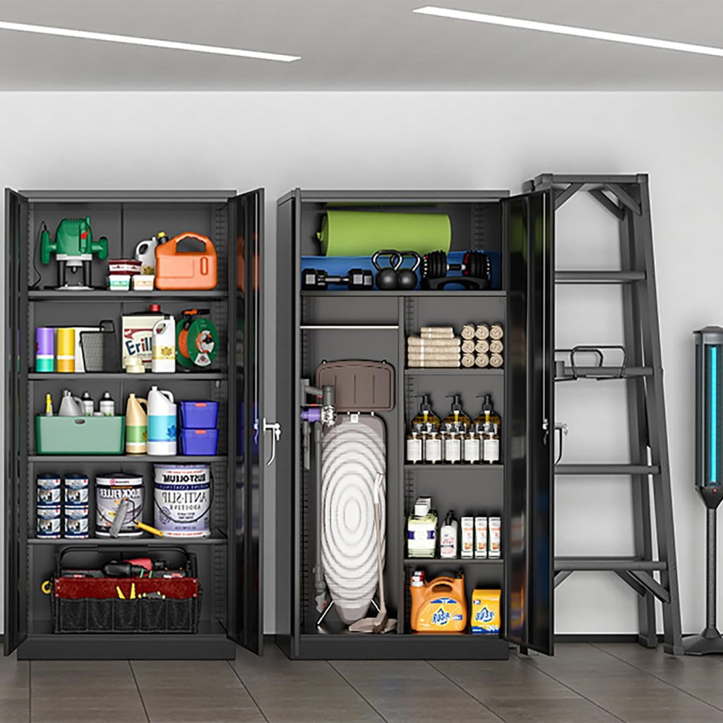 SUNCROWN Garage Storage Cabinets with Doors and Shelves, 72 Steel Tool Locking Cabinet, Metal Storage Cabinet for Home Office, Warehouse, School (White)
