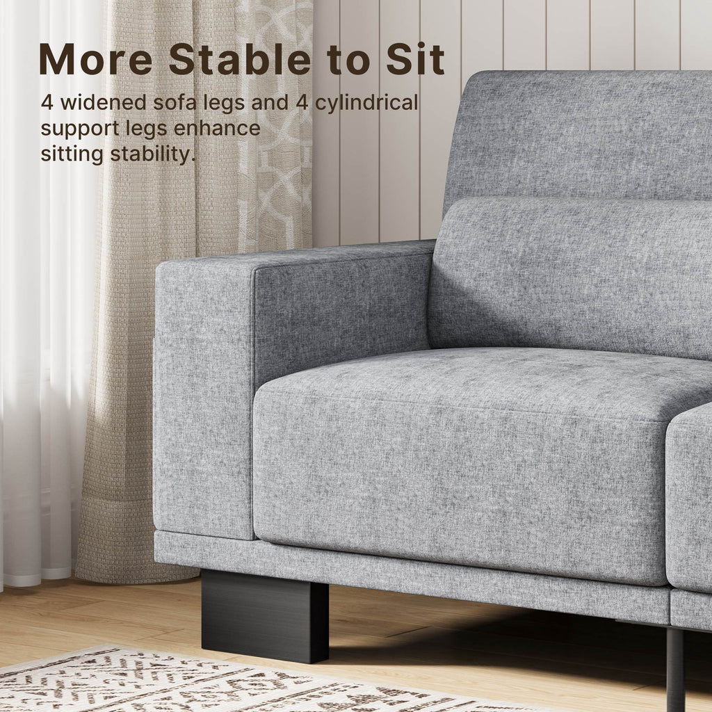 Asofer 89 3 Seater Sofa Couch,  Comfy Extra Deep Seat with Upholstered  3 Pillows for Living Room, Apartment,Dark Gray