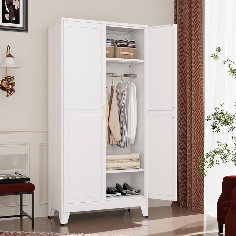 ERO 70.9H Steel Armoire and Wardrobe Storage Closet with Hanging Rod and Adjustable Shelves