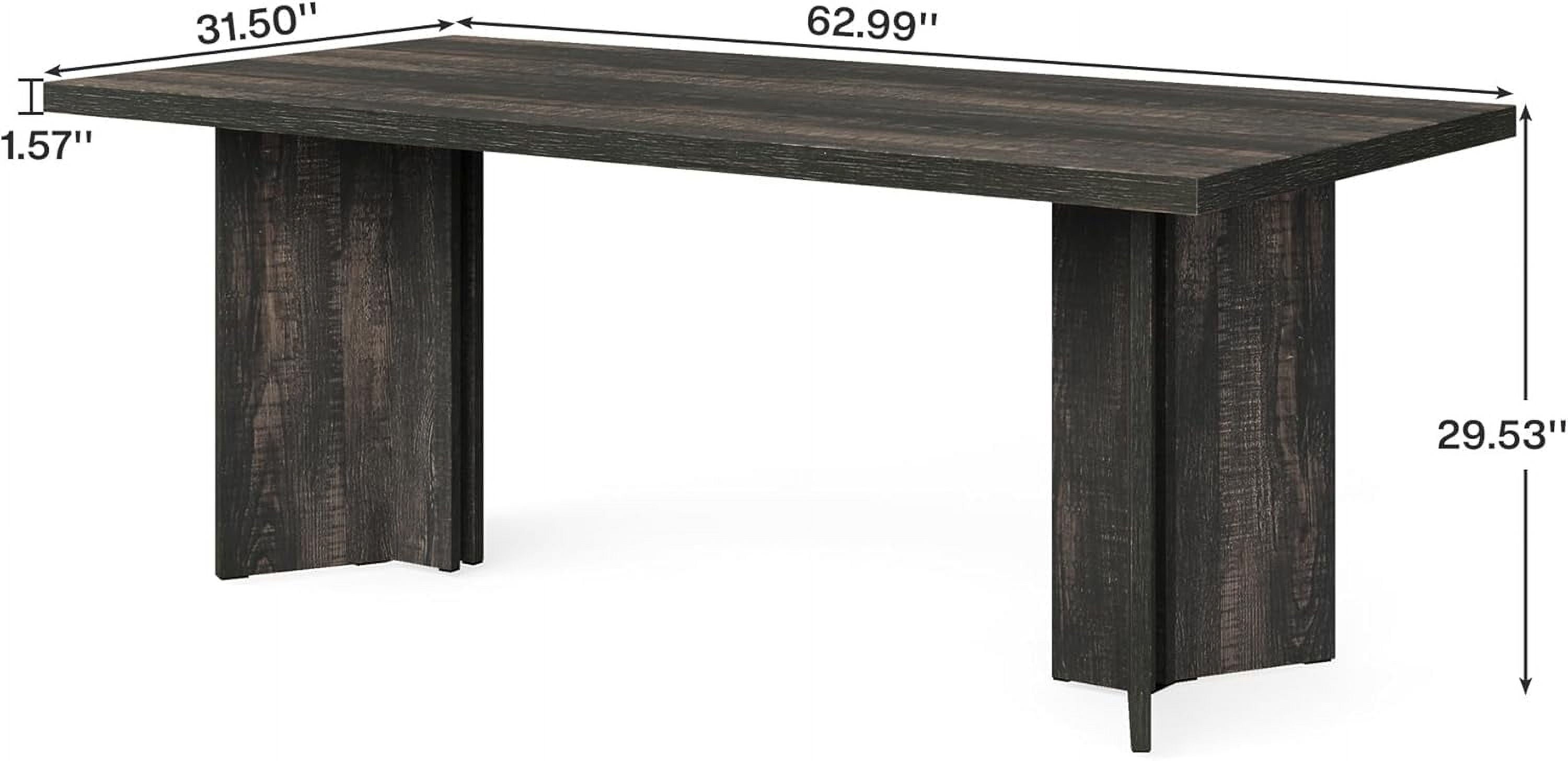 Tribesigns 63 Dining Room Table for 4-6, Wood Rustic Dinner Table for Kitchen, Dark Brown