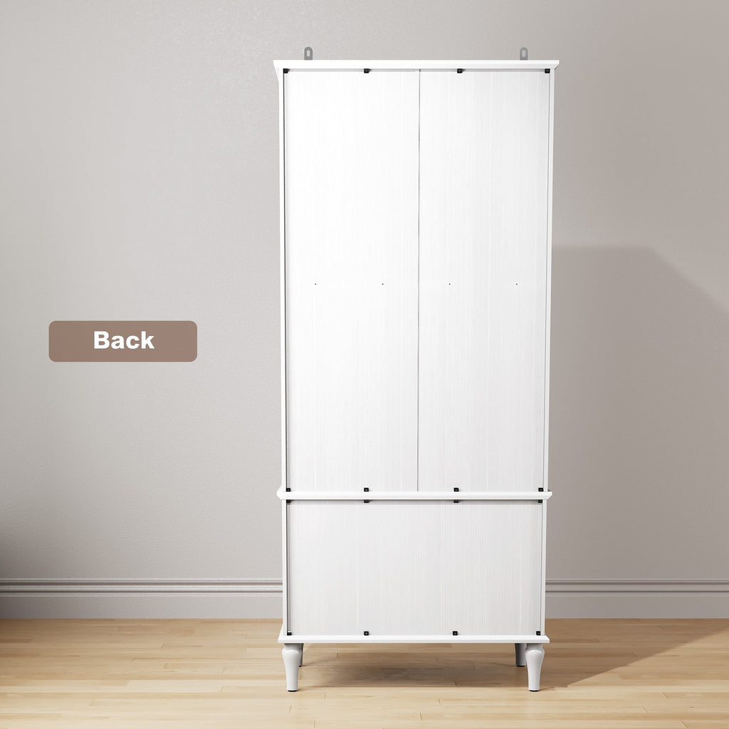 HLR 71 Tall Modern Wood Armoire Wardrobe Closet, Freestanding Cabinet with Hanging Rod for Bedroom, Brown