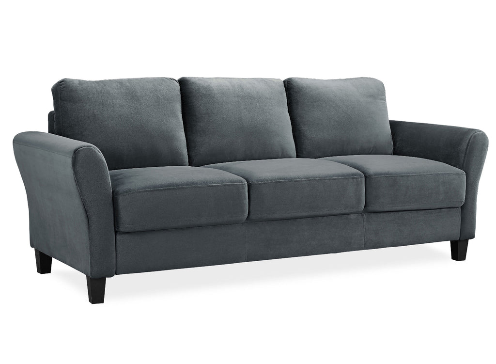 Lifestyle Solutions Alexa Sofa with Rolled Arms, Gray Fabric