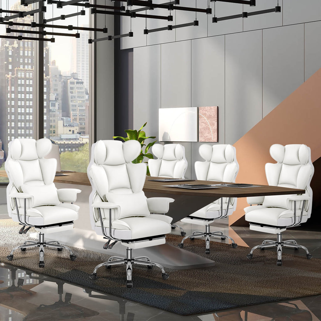COOLHUT Big and Tall Office Chair 500LBS Wide Seat Ergonomic Computer Desk Chair, PU Leather Executive Office Chair with Footrest, Adjustable Task Chair Lumbar Back Support 8 Hour, Black